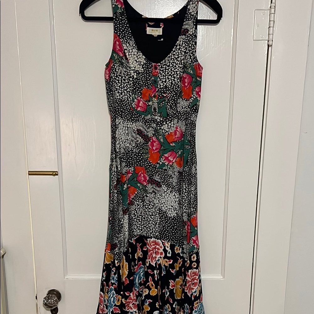 Anthropologie Floral Sleeveless Midi Dress